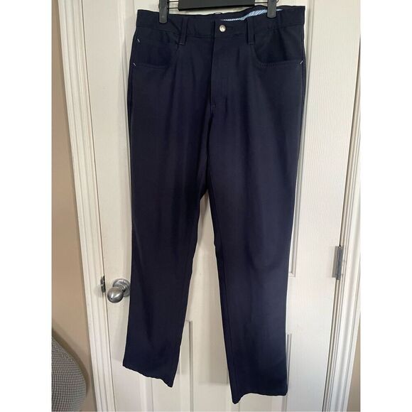 Footjoy FJ Mens Navy Blue Flat Front Five Pocket Style Chino Pants Size 34/32 - Picture 7 of 11